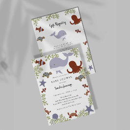 海の中のベイビーシャワー ギフトレジストリー QRコード 招待状