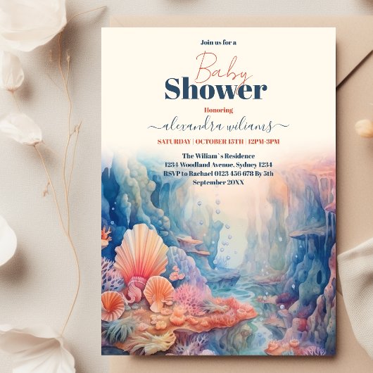 海の中のベイビーシャワー 招待状