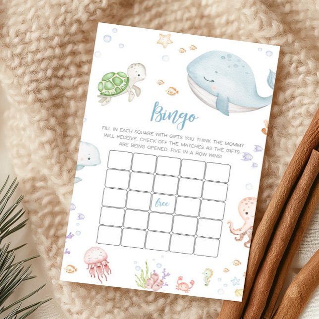 海の中のベビーシャワービンゴゲーム (Sea Creatures Ocean Baby Shower Bingo Game)