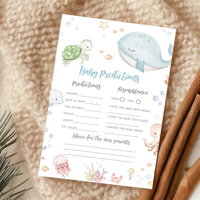 海の中のベビーシャワーベビー予測ゲーム (Sea Creatures Ocean Baby Shower Baby Predictions Game)