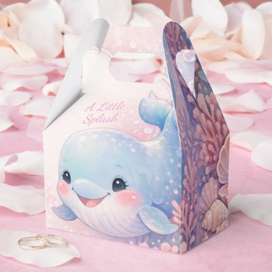 海の中のベビーシャワー ピンクの海のクジラの女の子 フェイバーボックス (ウェディング)
