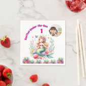 海の中のマジカルマーメイド1歳誕生日写真 スタンダードカクテルナプキン (インサイチュ)