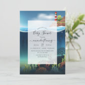 海の中のマリン ベイビーシャワー招待状 招待状 (スタンド正面)