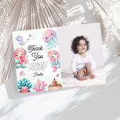 海の中のマーメイドの子供の誕生日パーティー サンキューカード