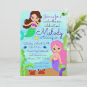 海の中のマーメイドの誕生日パーティー 招待状 (スタンド正面)