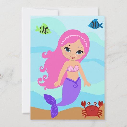 海の中のマーメイドの誕生日パーティー 招待状 (裏面)