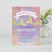海の中のマーメイドの誕生日パーティー 招待状 (スタンド正面)