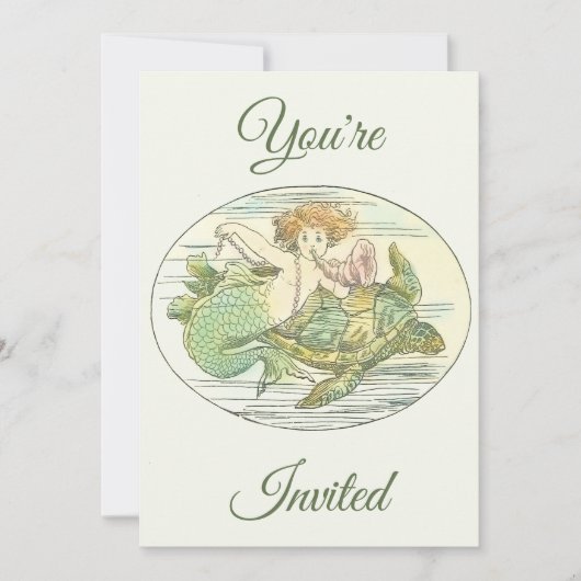 海の中のマーメイドパーティー 招待状 ヴィンテージ (正面)