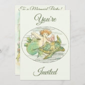海の中のマーメイドパーティー 招待状 ヴィンテージ (正面/裏面)