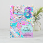 海の中のマーメイド８歳の誕生日パーティーへの招待状 招待状 (スタンド正面)