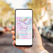 海の中のマーメイド プールパーティー 誕生日 招待状