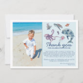 海の中のモダンな子供の写真の誕生日 サンキューカード (正面)
