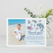 海の中のモダンな子供の写真の誕生日 サンキューカード (スタンド正面)