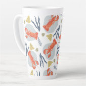海の中のロブスター・ザリガニ海鮮模様 カフェラテマグ (左アングル)
