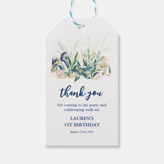 海の中のワンダーランド1歳の誕生日 ギフトタグ (正面)