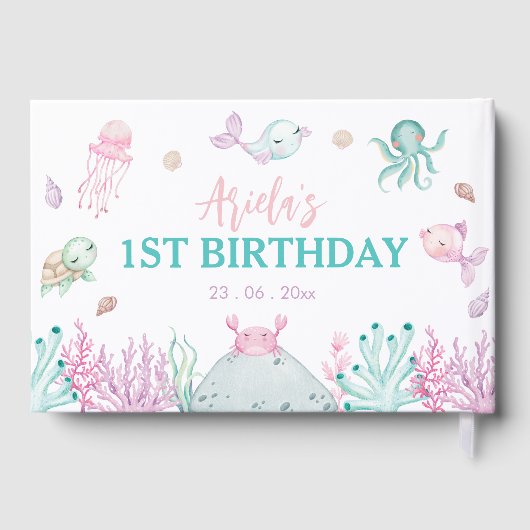 海の中のワンダーランド 海の生き物 1歳の誕生日 ゲストブック (裏面)