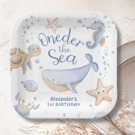 海の中のワンダー!男の子のかわいい海の1歳の誕生日 ペーパープレート