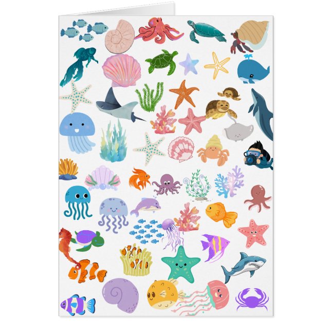 海の中の世界、水彩画プリント、デコール ファインアート (正面)