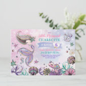 海の中の人魚とカメとイッカクの誕生日 招待状 (スタンド正面)