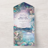 海の中の人魚のパーティー招待状オールインワン オールインワン招待状 (内側)