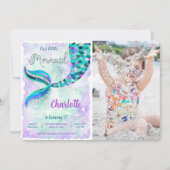 海の中の人魚の写真招待状 招待状 (正面)