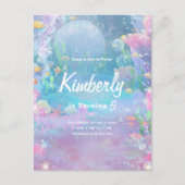 海の中の人魚の女の子の誕生日パーティー, 女の子のパーティー ポストカード (正面)