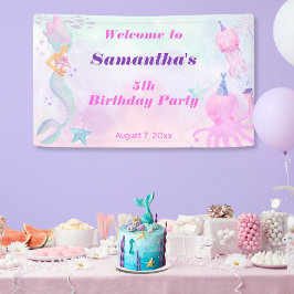 海の中の人魚の子供の誕生日おめでとう 横断幕