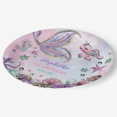 海の中の人魚の尾の誕生日パーティー ペーパープレート (アングル)