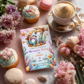 海の中の人魚の誕生日オーシャンパーティー（子供向け） 招待状