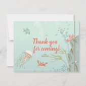 海の中の人魚の誕生日パーティーありがとう サンキューカード (正面)