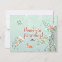 海の中の人魚の誕生日パーティーありがとう サンキューカード