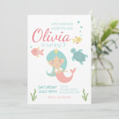 海の中の人魚の誕生日パーティー招待状 招待状 (スタンド正面)