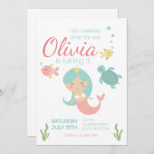 海の中の人魚の誕生日パーティー招待状 招待状 (正面/裏面)