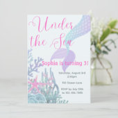 海の中の人魚の誕生日パーティー招待状 招待状 (スタンド正面)