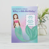 海の中の人魚の誕生日パーティー招待状 招待状 (スタンド正面)