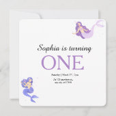 海の中の人魚の誕生日パーティー ミニマル 招待状 (正面)