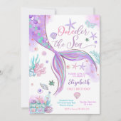 海の中の人魚の誕生日招待状 招待状 (正面)