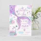 海の中の人魚の誕生日招待状 招待状 (スタンド正面)