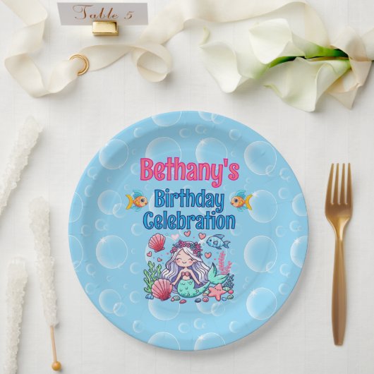 海の中の人魚の誕生日 ペーパープレート (ウェディング)