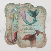 海の中の人魚パーティー招待状 招待状 (正面/裏面)