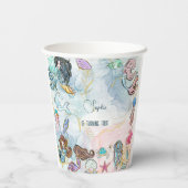 海の中の人魚 テーマの子供の誕生日パーティー 紙コップ (裏面)