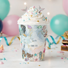 海の中の人魚 テーマの子供の誕生日パーティー 紙コップ