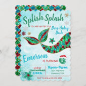 海の中の人魚、冬、クリスマスの招待状 招待状 (正面/裏面)