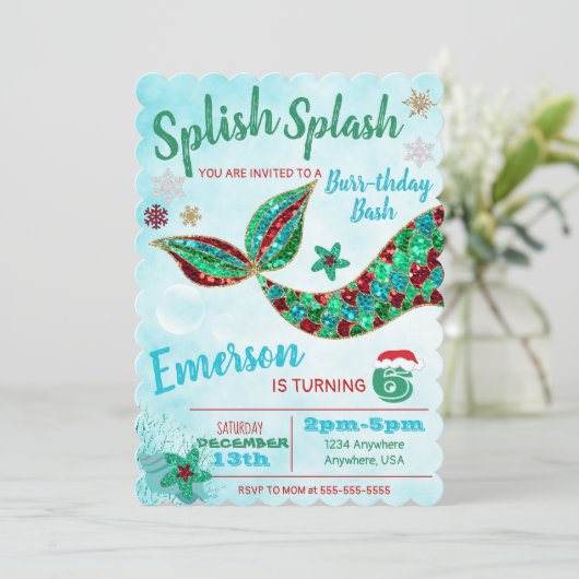 海の中の人魚、冬、クリスマスの招待状 招待状 (スタンド正面)