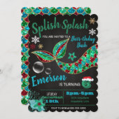 海の中の人魚、冬、クリスマスの招待状 招待状 (正面/裏面)