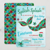 海の中の人魚、冬、クリスマスの招待状 招待状 (正面/裏面)