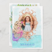 海の中の人魚 誕生日写真招待状 招待状 (正面/裏面)
