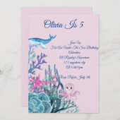 海の中の冒険の誕生日カード 招待状 (正面/裏面)