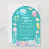 海の中の冒険ベイビーシャワー 招待状 (正面)