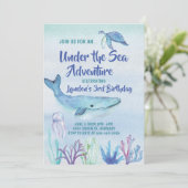 海の中の冒険 子供の誕生日パーティー招待状 招待状 (スタンド正面)
